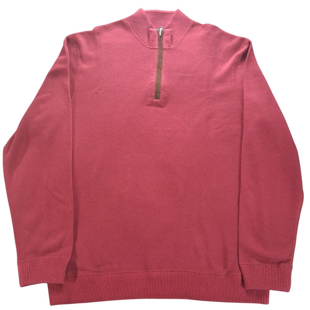 Cremieux Men's L Burgundy Quarter Zip Sweater Cotton Modal Mock Neck